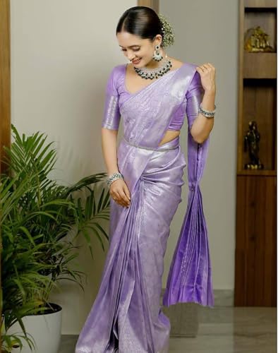 Image of SIRIL Women's Banarasi Soft Silk Saree Pure Silk with Unstitched Blouse Piece