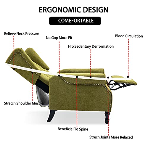 Altrobene Wingback Recliner Chair, Modern Accent Arm Chair For Living Room/Bedroom/Office/Home Theater, Dark Green #TOP5