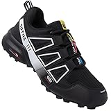  Zapatillas Trekking Hombre Impermeable Zapatillas Trail Running Hombre Ligero Antideslizantes Zapatos de Senderismo Hombre Zapatillas Correr Calzado Deporte Negro Blanco 44 EU