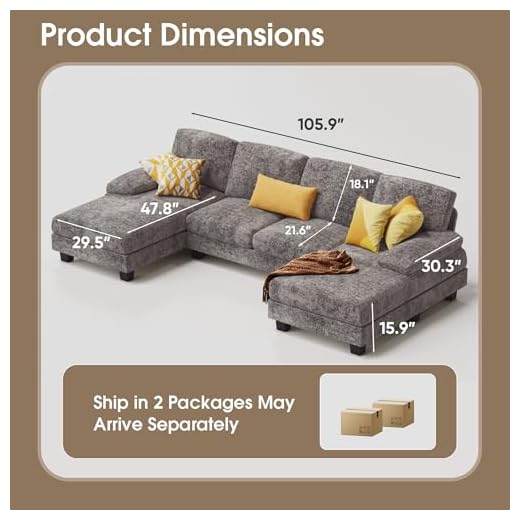 Furmax U-Shaped Sectional Sofa for Living Room