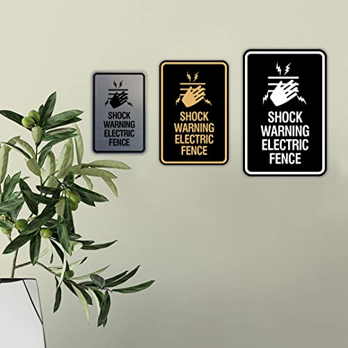 Signs ByLITA Portrait Round Shock Warning Electric Fence Sign (Black/Gold) - Small - Thumbnail 4
