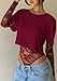 Unybwonn Womens Shapewear Bodysuit Long Sleeve Mesh Sheer Lace Tee Body suit Trendy Patchwork Round Neck Cropped Tops