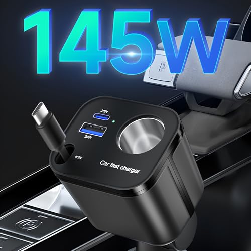 Chargeur de voiture rétractable 145W pour éviter les câbles emmêlés - 5