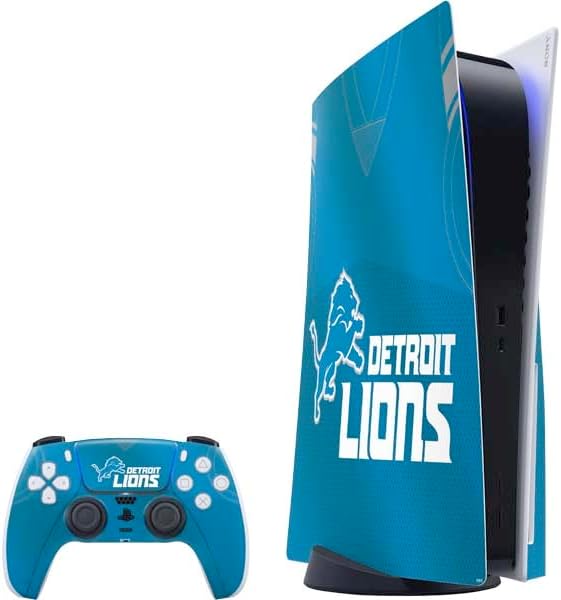 Skinit Decal Gaming Skin Compatible with PS5 Bundle - Officially Licensed NFL Detroit Lions Team Jersey Design