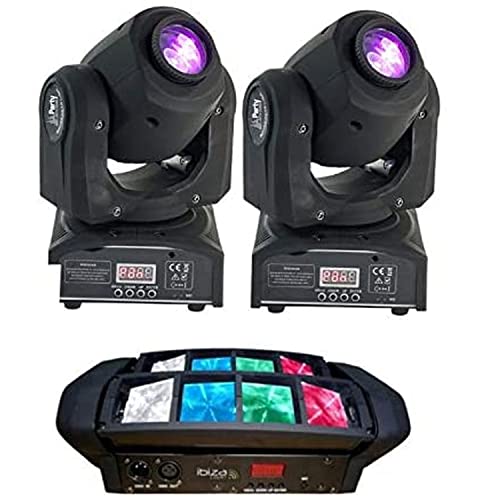 Jeu de lumiere pack de 2 lyres lmh spot7 dmx + 1 led8-mini pa dj sono led bar club discotheque
