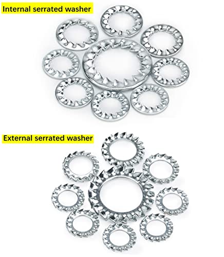 CONPHERON Internal External Serrated Washers Set, 250 Pcs External Internal Tooth Star Lock Washers Assortment Kit - Image 4