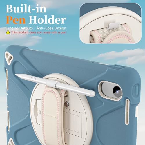 Image of ProElite Cover for Motorola Pad 60 Neo 11 inch 2025 Cover Case, Rugged 3 Layer Armor case cover for Motorola Pad 60 Neo 11 inch with Hand Grip & Rotating KickStand with Shoulder Strap, Cornflower Blue