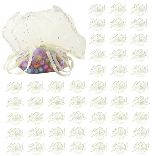 EUYKQNOI 50PCS Bolsitas para Regalos,26cm Bolsas de Organza Bolsas Regalo Pequeñas Organza de Lavanda Bolsas Pequeñas para Regalos Envoltura de Joyas con Cordón para Boda Favores Joyas y Dulces