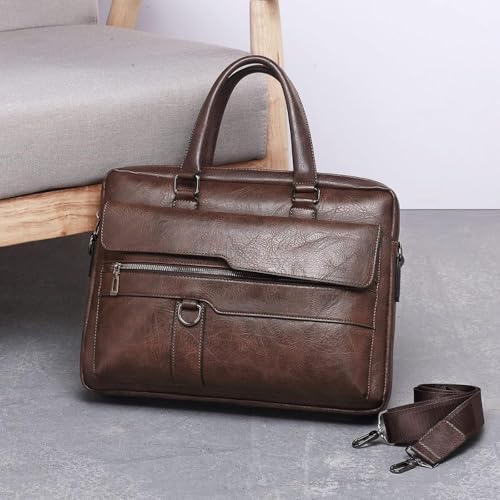 Image of CAVALO - Be Unique Leather Men's Laptop Bag Retro Messsenger Bag Men's Handbag Crossbody Bag Personality Briefcase (upto 14 inch) | Premium PU Leather