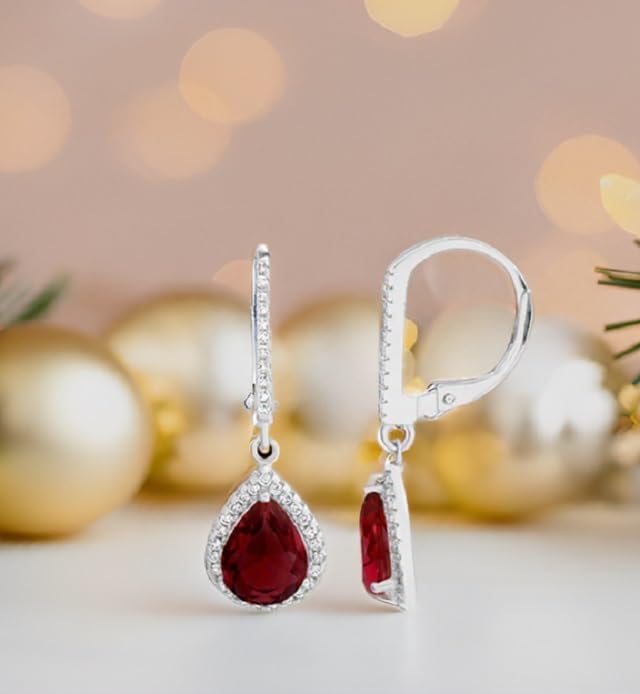 Lesa Michele 2 Cttw Cubic Zirconia Teardrop Dangle Earrings for Women Rhodium Plated 925 Sterling Silver - Image 6