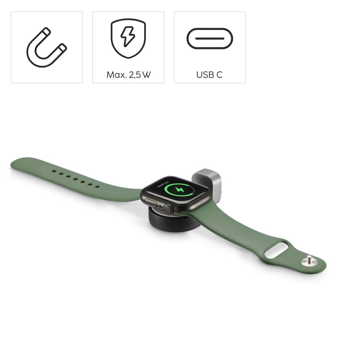 Hama ładowarka magnetyczna do Apple Watch (bezprzewodowa, do zegarka, smartwatcha, przenośna, szybka) czarna