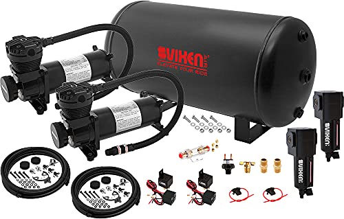 Vixen Air Suspension Kit for Truck/Car Bag/Air Ride/Spring. On Board System- Dual 200psi Compressor, 6 Gallon Tank. For Boat Lift,Towing,Lowering,Load Leveling,Bags,Onboard Train Horn VXO4863DBF