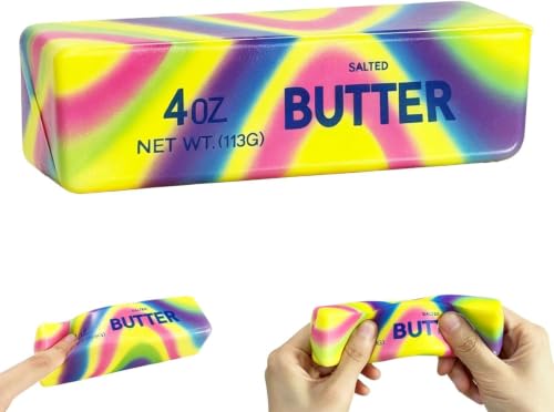 Butter Stick Squishy Rainbow Butter Squishy Fidget Toy Soft Stress Relief Sensory Trending Decompression Toy for Adults Home Office Relaxation (Rainbow)