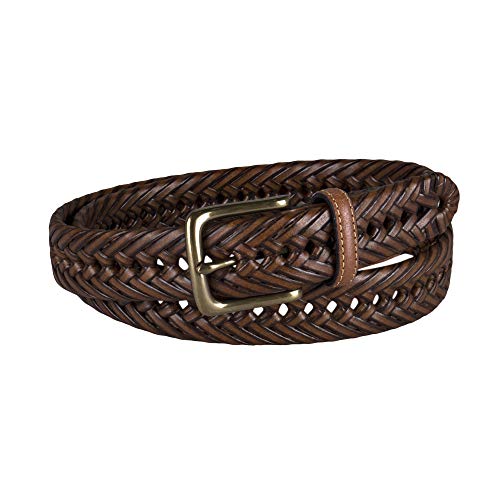 Image of Tommy Hilfiger Leather Braided Belt - Casual for Mens Jeans with Solid Strap Single Prong Buckle
