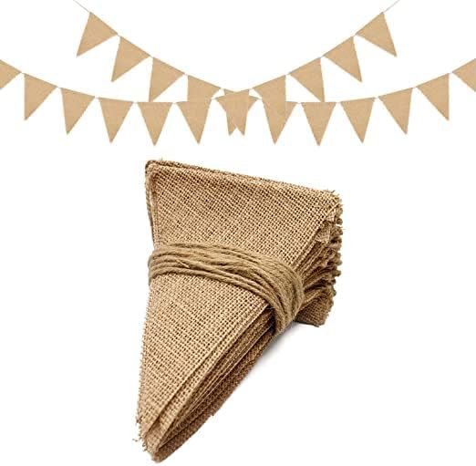 Lovely Bunting 3.7M/12Feet Triangle Flags Banner Pennant Garlands Fabric Double Sided Vintage Cloth Shabby Chic Decoration for Rustic Wedding