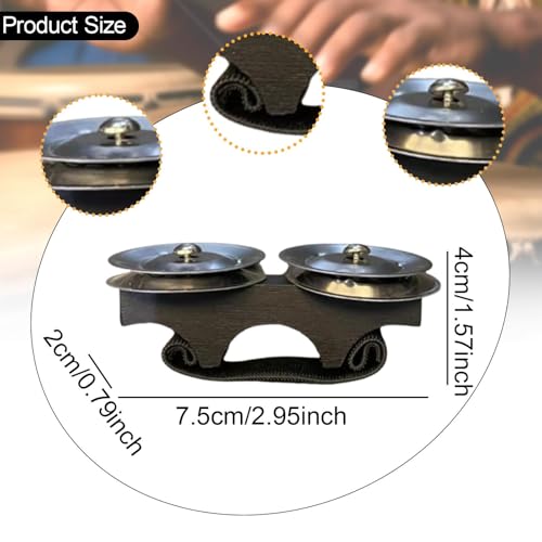 Luwecf Finger Shaker, Finger Tambourine Handheld Percussion Bells Hand Percussion Instrument for Concert Performance Live, Black