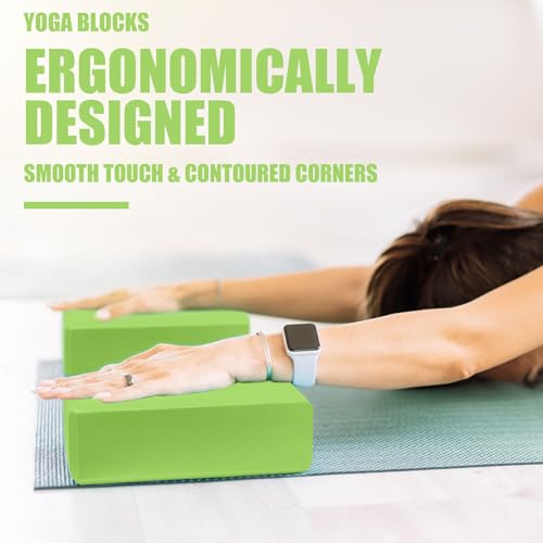Image of Septo 2 Pcs Yoga Blocks, 9x6x3 Inch Foam Blocks for Pilates | High density EVA foam Yoga Props lightweight non-slip surface for meditation stretching balance training