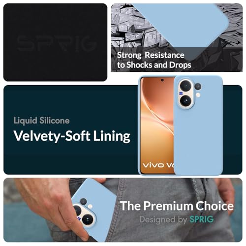 Image of SPRIG Compatible with Vivo V60 Premium SilkTone Back Cover Drop Tested Shock Proof Mobile Case for Men, Women, Boys and Girls with Camera Protection (Blue)