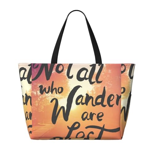 Not All Who Wander Are Lost Print Beach Pool Bags Tote For Women Ladies Large Gym Tote Carry On Bag For Weekender Travel Waterproof2