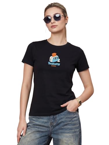 Image of JUNEBERRY Women's Regular Fit Pure Cotton Printed T-Shirt | Soft Fabric, Breathable Comfort | Round Neck, Half Sleeves, Round Neck (Size: S to 2XL)