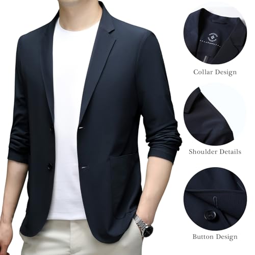 Mens Sport Coats and Blazers Ice Silk Lightweight Business Casual Blazer 2 Buttons Suit Travel Spring Summer Jackets4