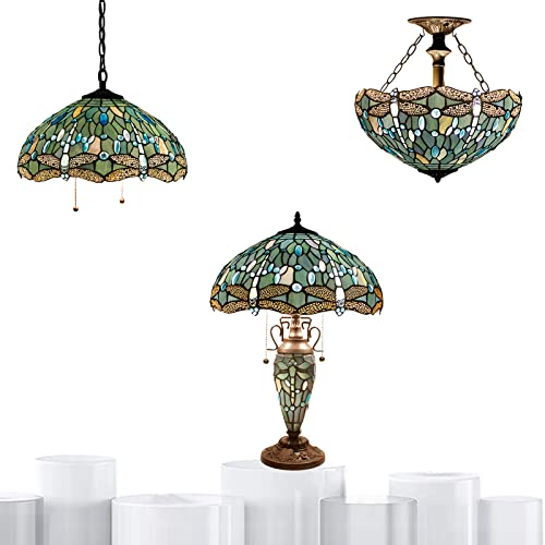 Image of WERFACTORY Tiffany Lamp Series Stained Glass Style Lampshade Decorative Living Room Bedroom