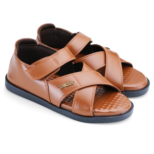 Image of DOCTOR EXTRA SOFT Orthopedic Diabetic Comfortable Dr Sole Footwear Daily Use Casual Wear Stylish Black Cushioned Adjustable Strap Sandals for Men's-Gents & Boy's L-12