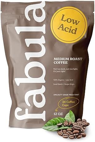 Fabula Coffee Medium Roast Whole Beans - Organic - Low Acid - Single Origin - Non-GMO - Mold Free - 12 Ounces