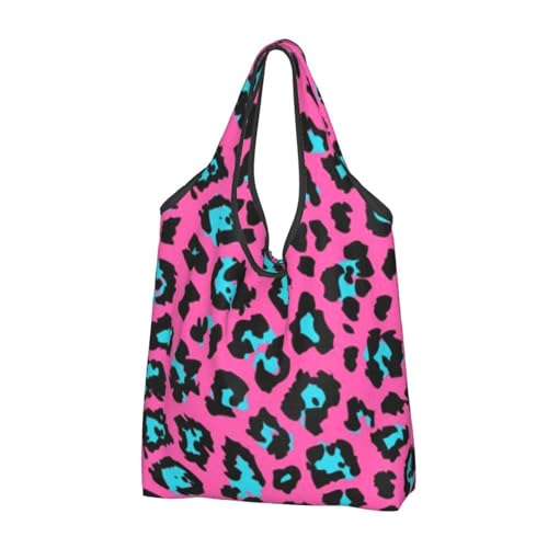 Sac de plage imprimé léopard turquoise et grands sacs à provisions pliables