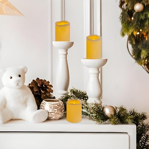 Image of VIEWELLD Flameless Candles with Remote, Battery Operated Candles, LED Pillar Candles with Timer 2 /4 /6 /8 Hours, Real Wax Pack of 3, Indoor Home Decor (Ivory)