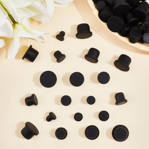 Image of GORGECRAFT 50Pcs 5 Sizes Black Silicone Stopper Tube Seal Plug 6.5-14mm Inner Diameter Salt and Pepper Shakers Stopper Reusable Waterproof Replacement Insert Hole Plug End Covers for Bottles Pipes