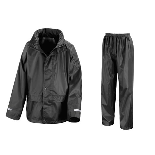 Result Core Childrens/Kids Unisex Junior Rain Suit Jacket And Trousers Set (11-12) (Black)