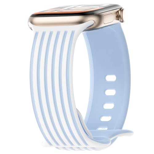 YMHML Engraved Striped Band Compatible with Apple Watch Bands for Women 40mm 42mm 41mm 38mm 44mm 45mm 46mm 49mm Cute Silicone Inlay Dressy Strap for iWatch Series 11 10 9 8 7 6 5 4 3 SE Ultra