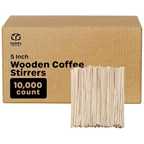 Pantry Value [Case of 10,000] 5.5 Inch Wooden Coffee Stirrers - Wood Stir Sticks, Biodegradable, Eco-Friendly Wood Stirrers for Coffee & Cocktails Cover