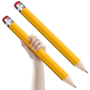 2 Pack Wooden Jumbo Pencil for Prop Gifts Decor 14 Inch Funny Big Novelty Pencil with Cap Yellow