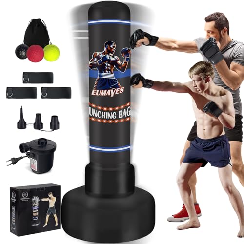 Sac de frappe adulte 180cm autoportant avec support et balle reflexe