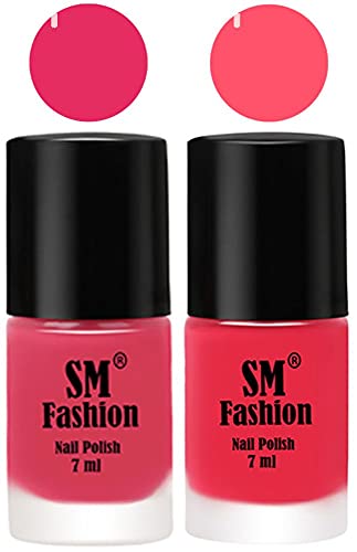 Image of Long Lasting Nail Polish | Nail Paint Combo 7 ml Each) - Set of 2 Dark Rose Pink-Dark Pink