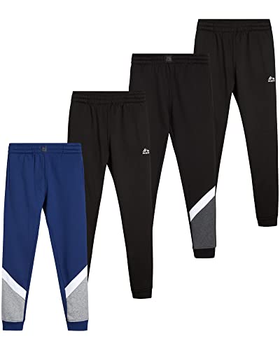 Rbx Boys? Sweatpants ? 4 Pack Active Fleece Jogger Pants (Size: 5-20), Size 14-16, Black Mesh/Blue #TOP5