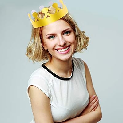 SIQUK 48 Pieces Paper Crowns Gold Paper Party Crown Hats King Crown for Kids and Adults