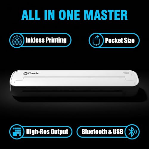 Image of Wireless Thermal Printer Supports A4 Transfer Paper & 8.5 x 11 Inch Thermal Paper, Includes 10 Sheets Thermal Papers & 3 Sheets Transfer Papers, Supports Phone & PC, (White)