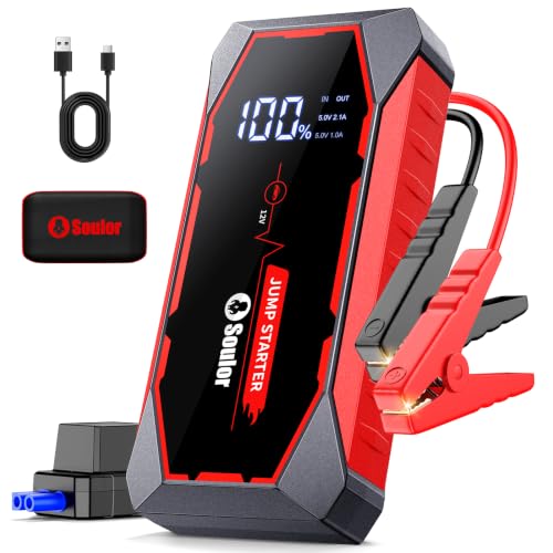 Image of Jump Starter 7000A Car Jump Starter Battery Pack | 12V Battery Jumper Starter Portable with LED Light, Compass, Power Bank, Gloves and Jumper Cable for All Gas and 12.0L Diesel