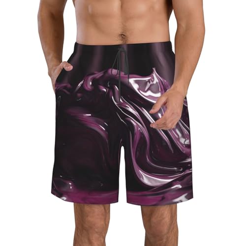 Men's Swim Trunks Flowing Purple Pigment Quick Dry Board Shorts Mens Bathing Suit Beach Swimwear with Pockets
