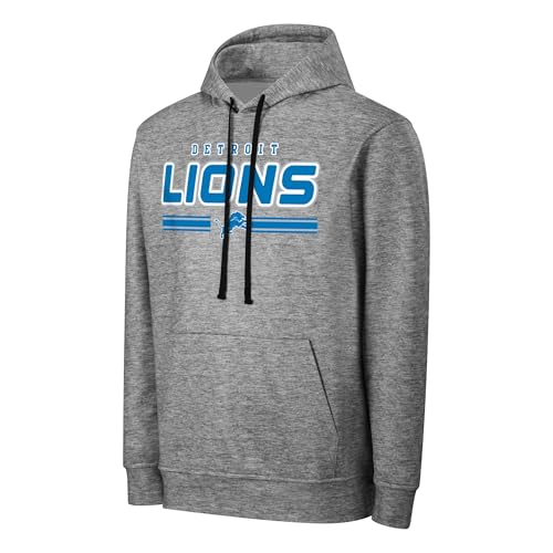FOCO NFL Men's Officially Licensed Gray Team Color Primary Logo Wordmark Performance Victory Stripe Pullover Hoodie