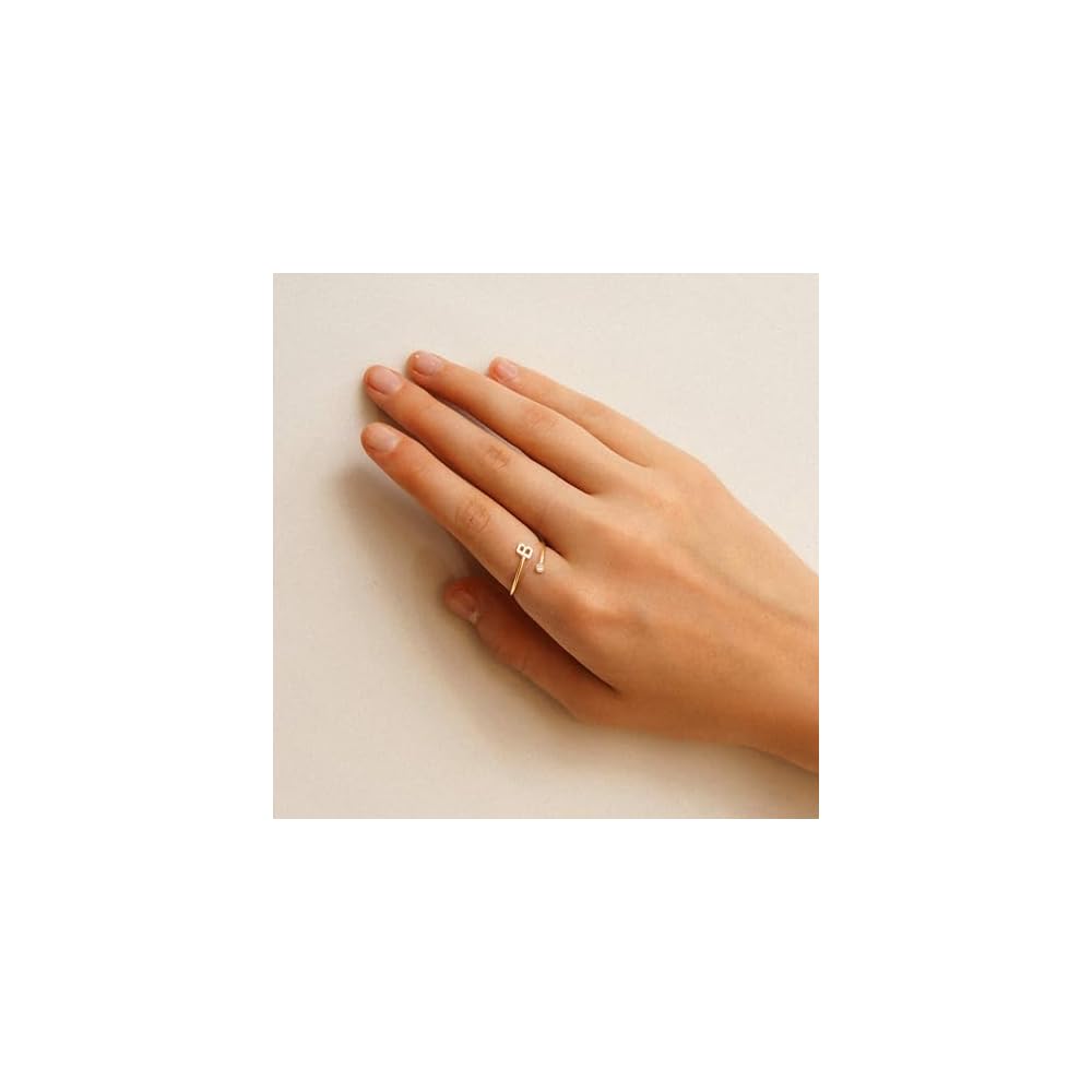 Purelei Brievenring, damesring van duurzaam roestvrij staal, waterdichte ringen, verstelbare ringen van maat 50 tot 60, modesieraden voor je individuele look, 50-60, Edelsteen, Zirkonia