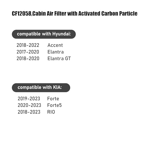 CF12058,Cabin Air Filter with activated carbon particle for Hyundai,2018-2022 Accent,2017-2020 Elantra,2018-2020 Elantra GT.KIA,2019-2023 Forte,2020-2023 Forte5,2018-2023 RIO.97133F2000,F2H7. by JCCGLOBAL - Image 5