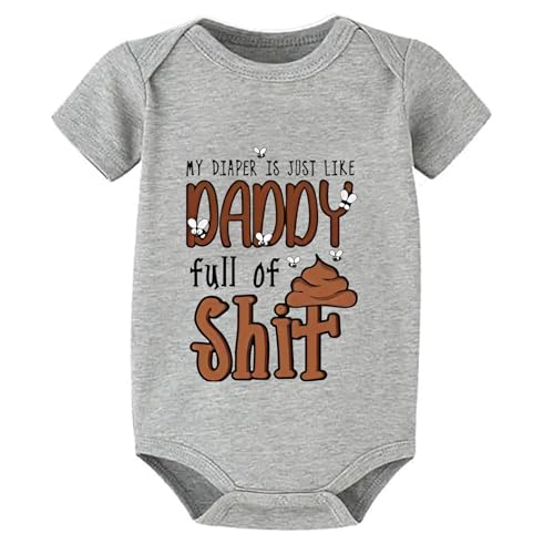 Image of WOOYONGING My Diaper Is Just Like Daddy Full Of Shit New Born Girl Outfit Short Sleeve Home from Hospital Baby Boy Outfit Whi