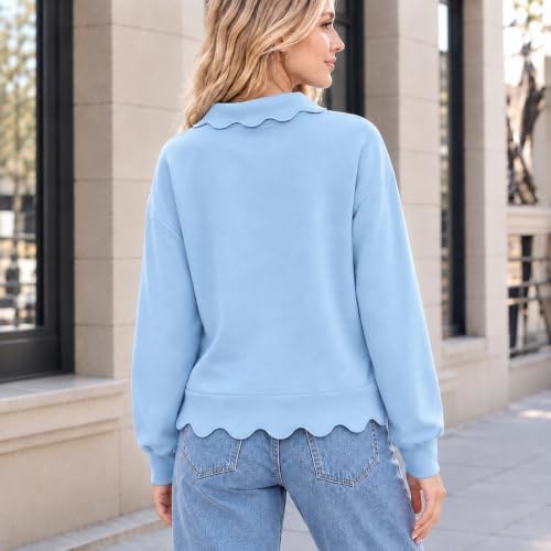 Womens Oversized Crewneck Sweatshirts Scalloped Casual Fall Pullover - image 6