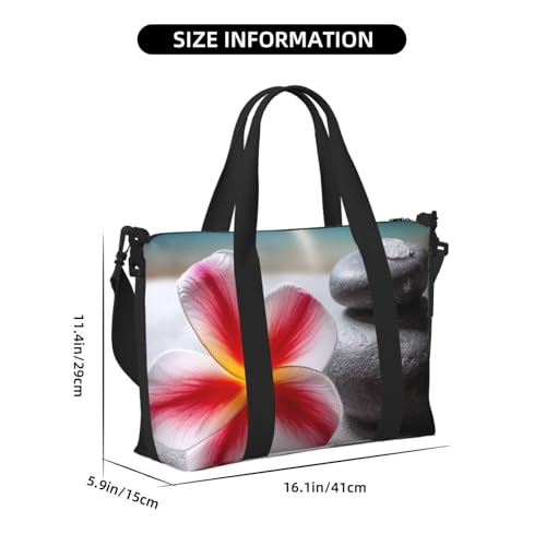 Travel Duffel Bag for Men Gym Bag, Tropical Flower and Zen Stone Luggage Bag with Shoulder Strap, Large Gym Tote Bag for Women, Weekender Overnight Bag, Foldable Carry on Bag for Airplane3