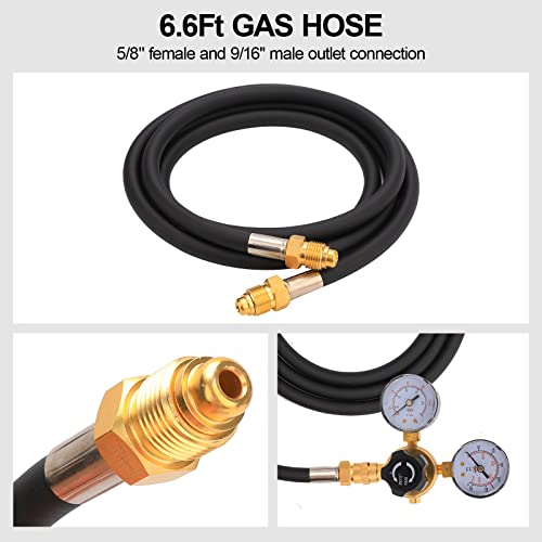 Argon Co2 Regulator Gauge Welding Gas Regulator With 6.6Ft Gas Hose, Cga580 Inlet Connection, 0-4500Psi/0-10Bar Input Pressure #TOP5