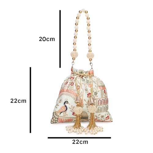 Image of LONGING TO BUY Indian Ethnic Pearls & Sequence Potli Bag for Women, Wedding Potli Bag and For Ethnic Wear